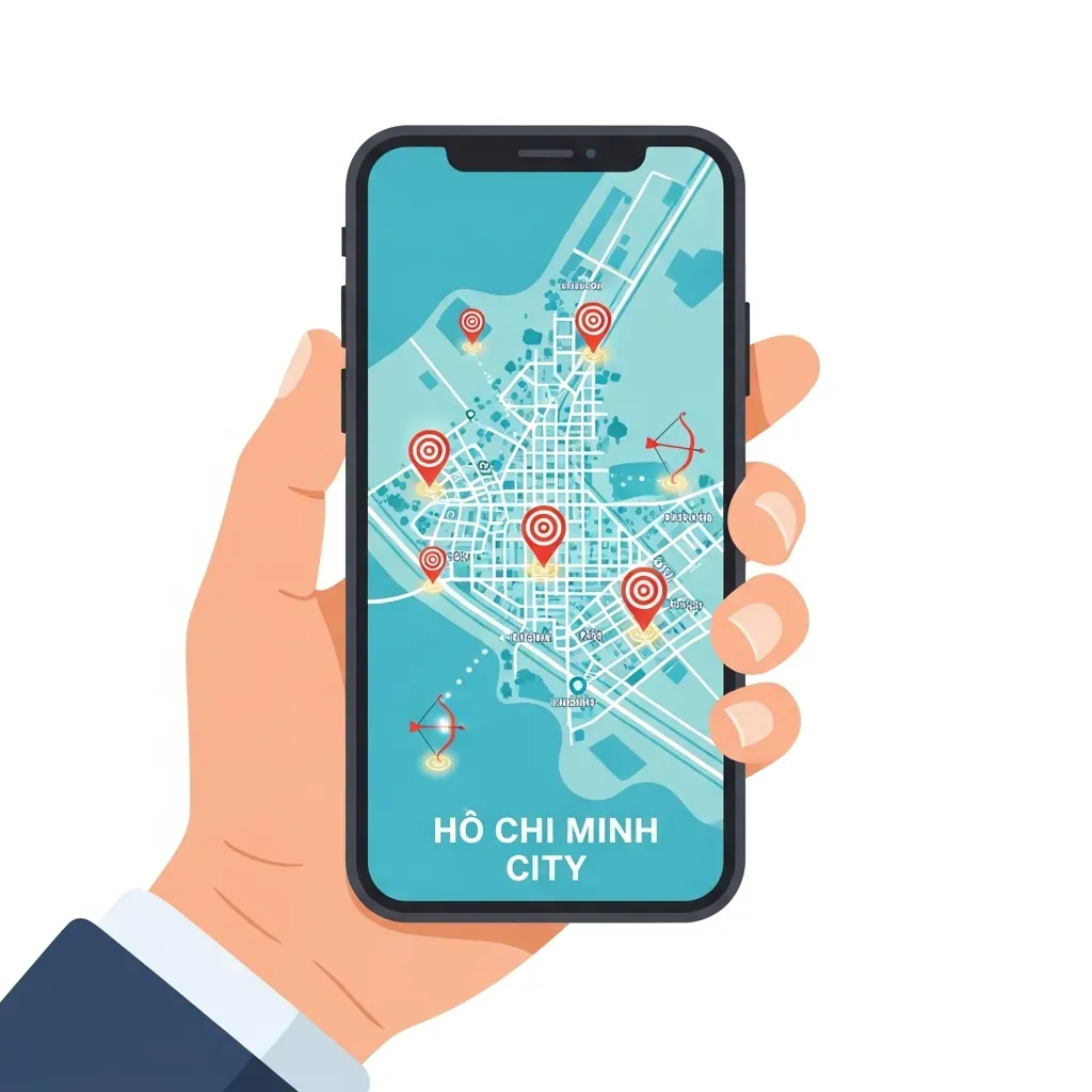 Bản đồ điện thoại ghim các câu lạc bộ bắn cung ở TP.HCM