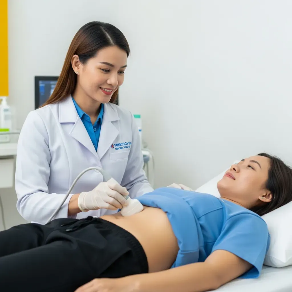Bác sĩ Việt Nam thực hiện đo Fibroscan đánh giá xơ hóa gan cho bệnh nhân