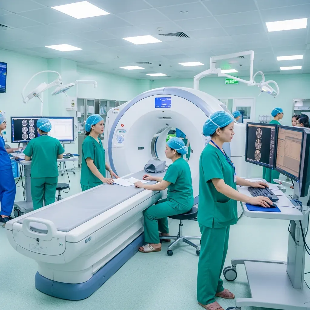 Phòng chụp CT và MRI hiện đại tại bệnh viện tuyến cuối chuyên gan mật