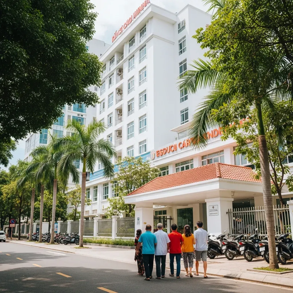 Bệnh viện tim mạch hiện đại ở TP.HCM với bệnh nhân đi vào cổng