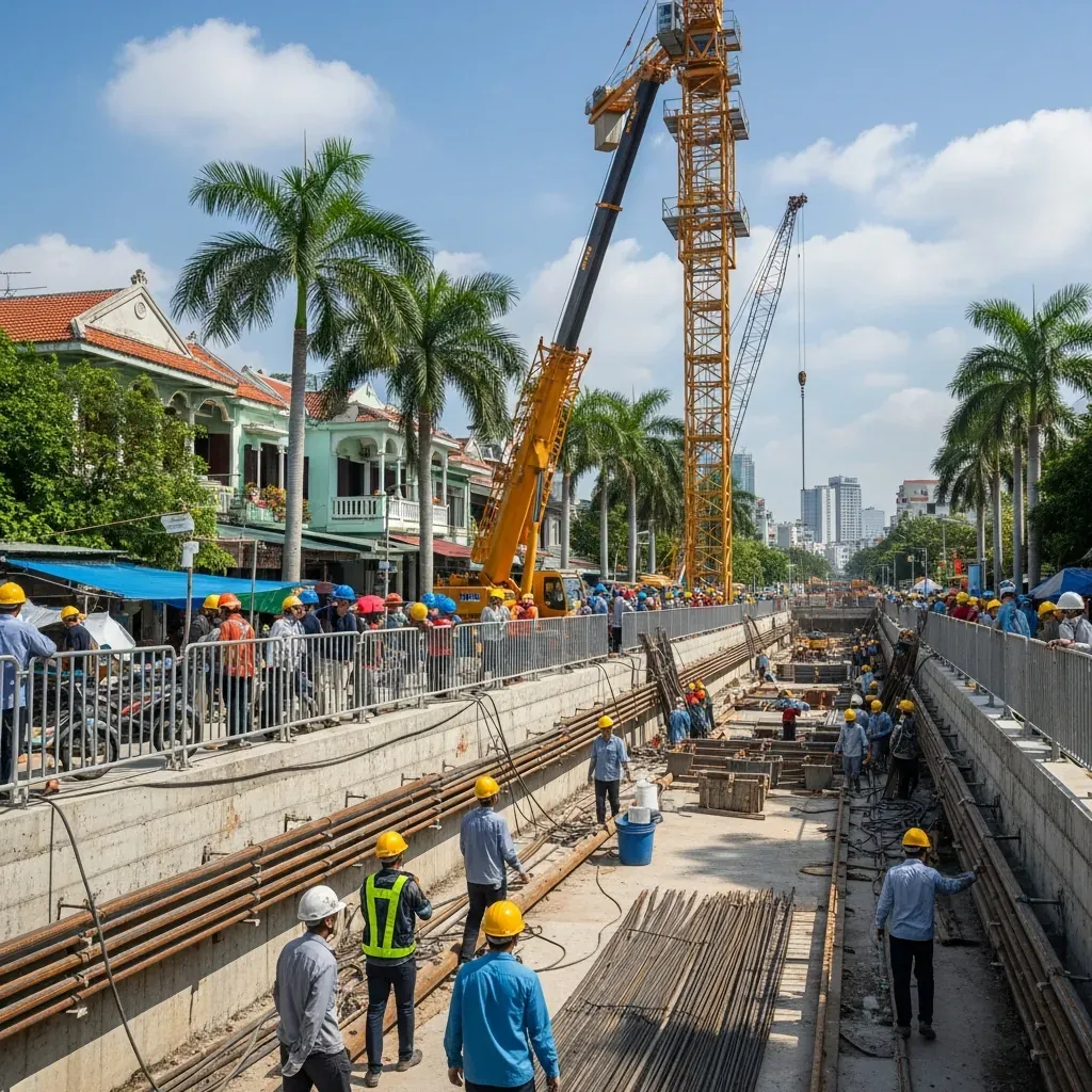 Công trường chuẩn bị thi công tuyến metro số 2