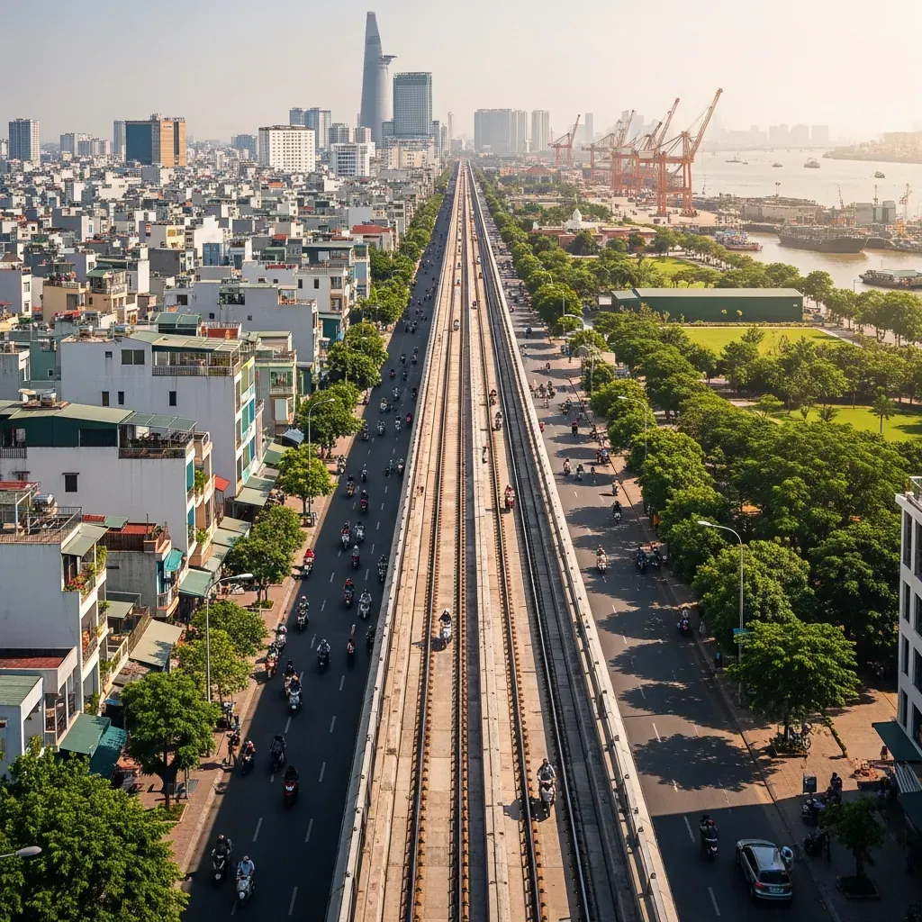 Hành lang tuyến metro số 4 trải dài qua nhiều quận huyện