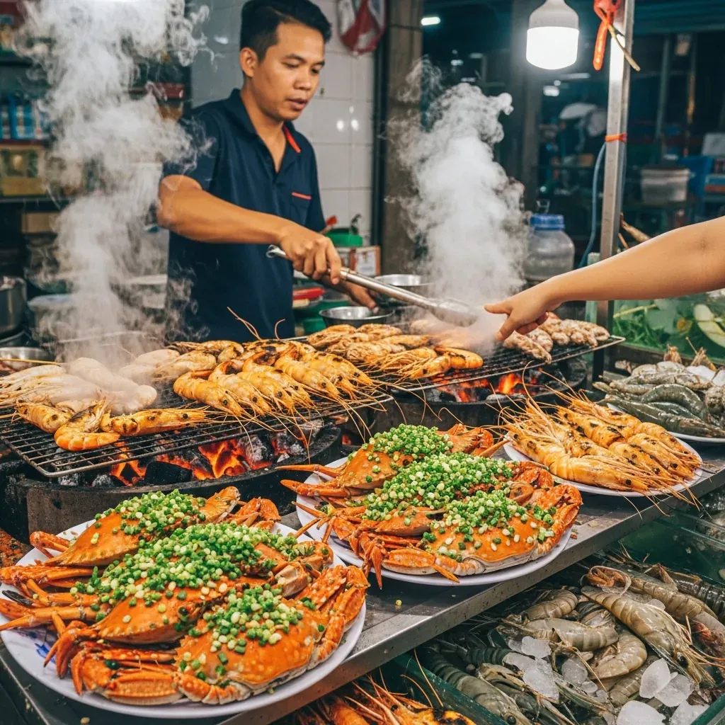 Dịch vụ chế biến hải sản tại chỗ ở chợ Cần Giờ