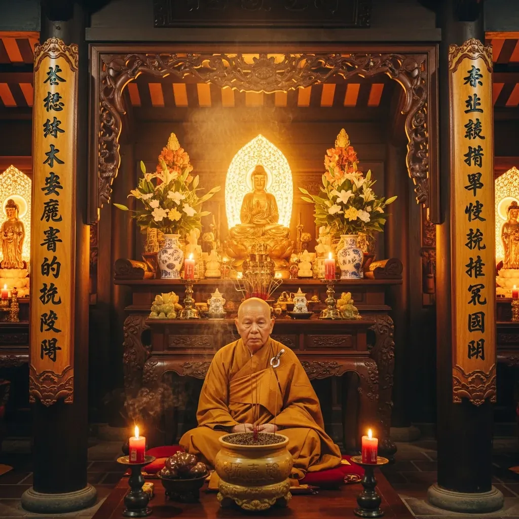 Không gian thờ Phật trang nghiêm gợi nhắc lịch sử khai sơn chùa Vạn Đức