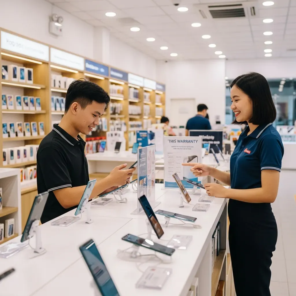 Khách hàng xem điện thoại tại chuỗi cửa hàng lớn ở TP.HCM