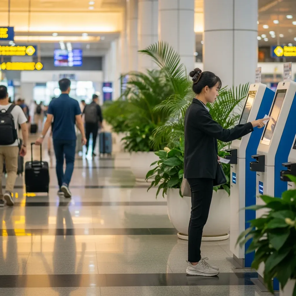 Hành khách dùng máy in vé tự động tạo Ga Sài Gòn.