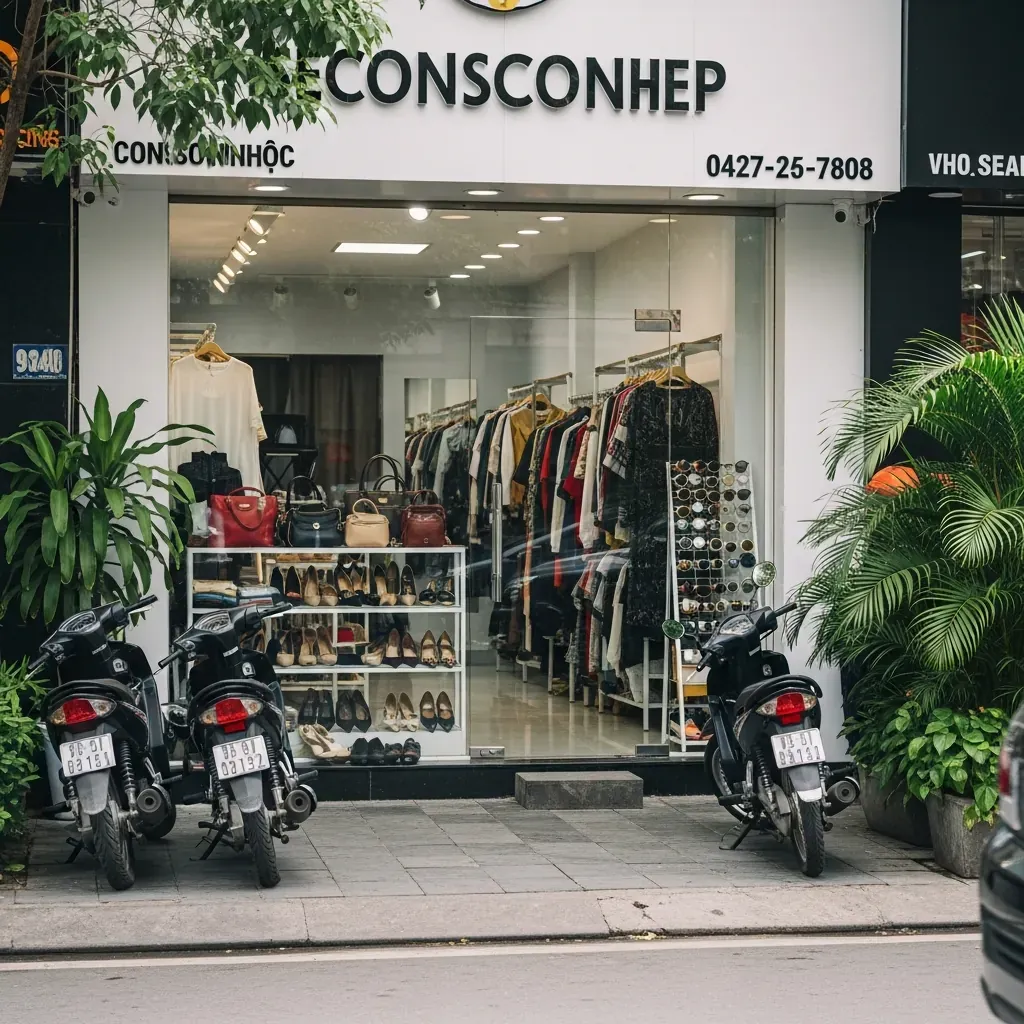 Mặt tiền cửa hàng ký gửi thời trang Give Away ReCircle Gò Vấp trên đường phố Sài Gòn