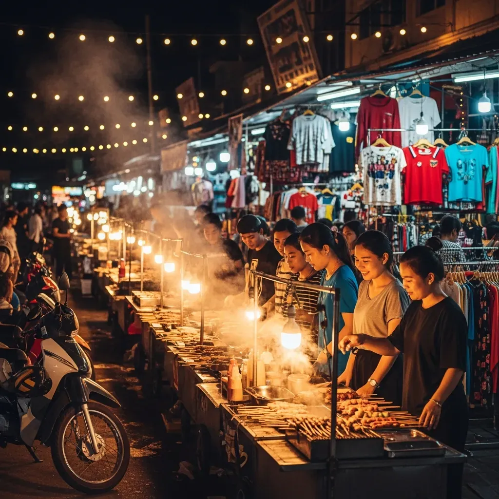 Chợ đêm Hạnh Thông Tây nhộn nhịp với hàng ăn vặt và quầy quần áo