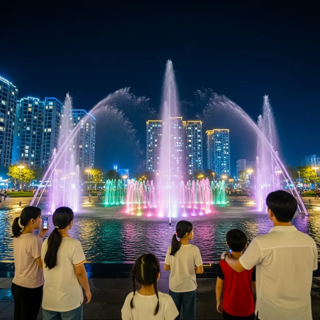Nhạc nước CityLand Park Hills biểu diễn vào buổi tối cuối tuần