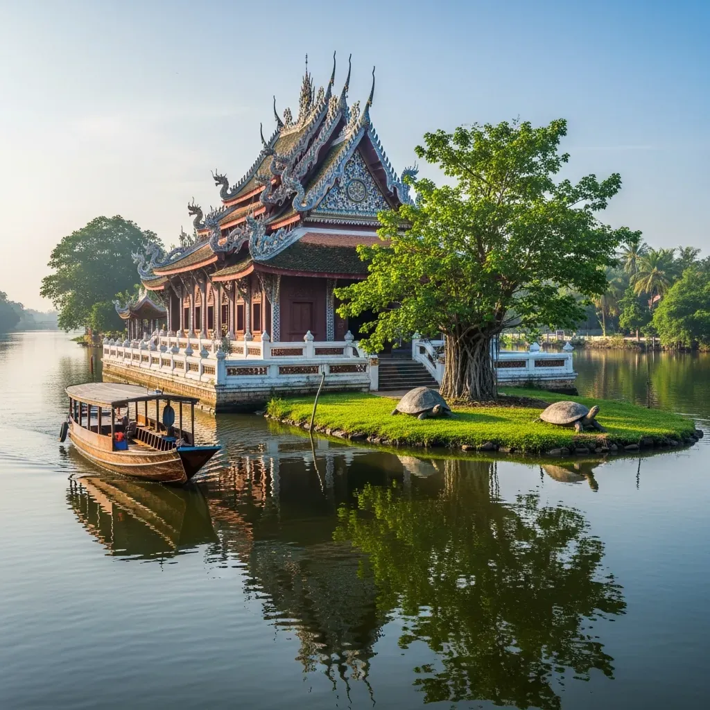 Phù Châu Miếu (Miếu Nổi) cổ kính giữa sông Vàm Thuật