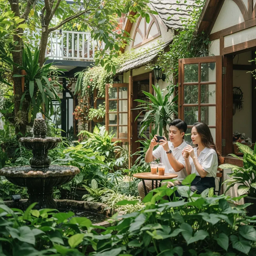 Quán cà phê sân vườn xanh mát với góc check-in đẹp ở Gò Vấp