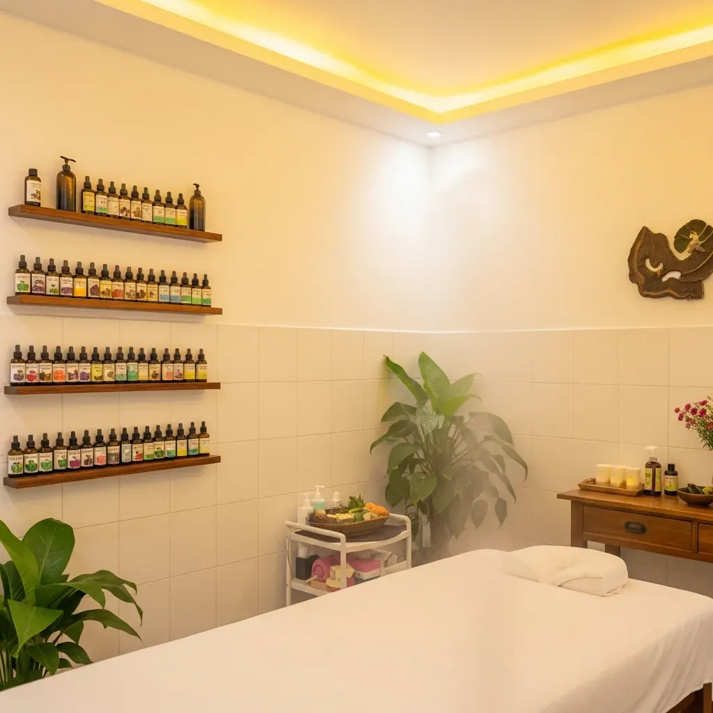 Không gian spa Tấm Ơi với sắc trắng tinh khôi và ánh đèn vàng ấm