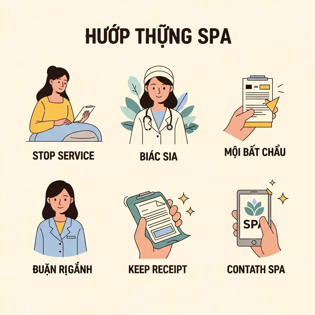 Minh họa các bước xử lý khi gặp sự cố sau buổi gội đầu