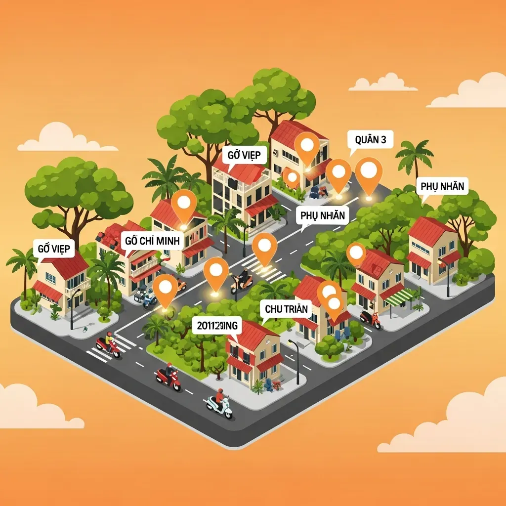 Bản đồ minh họa sự phát triển của các phòng thu âm giá rẻ tại Thành phố Hồ Chí Minh.