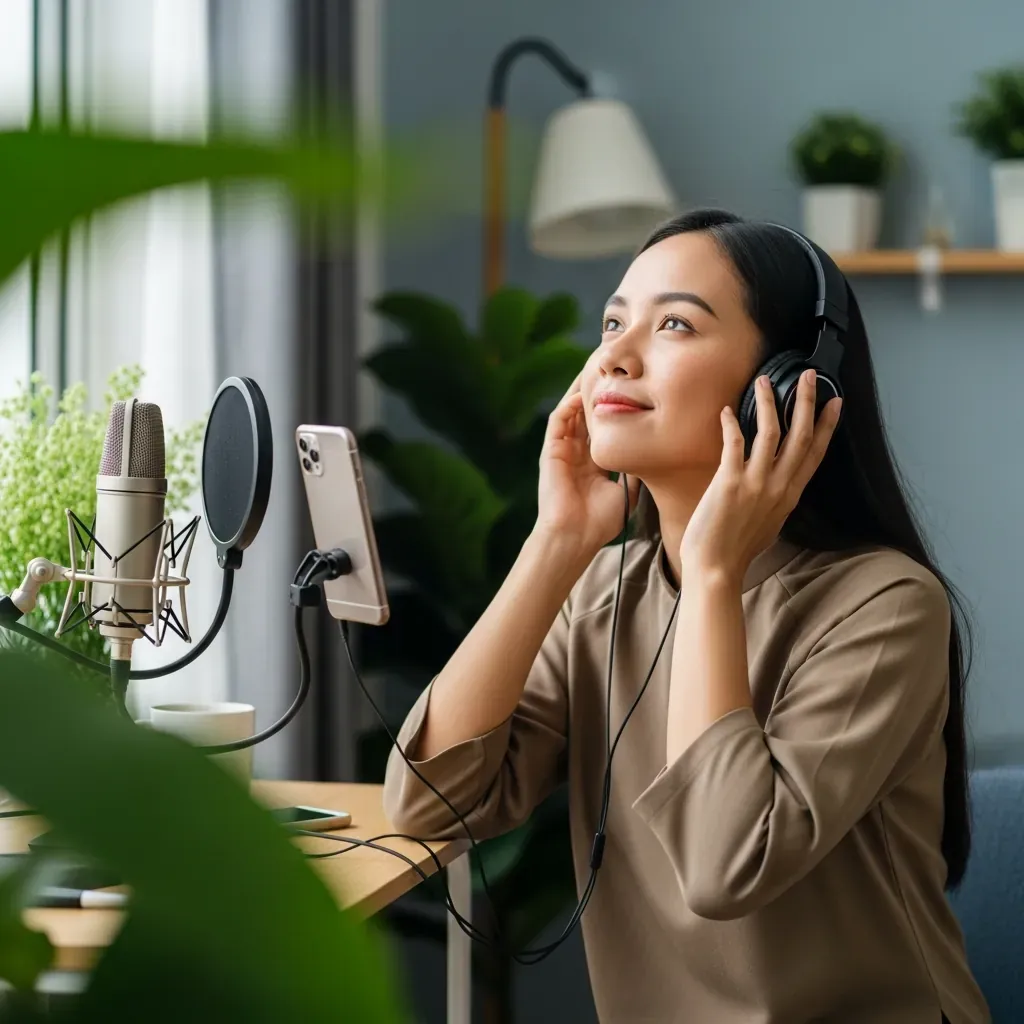 Cô gái trẻ Việt Nam mơ ước thu âm tại nhà.