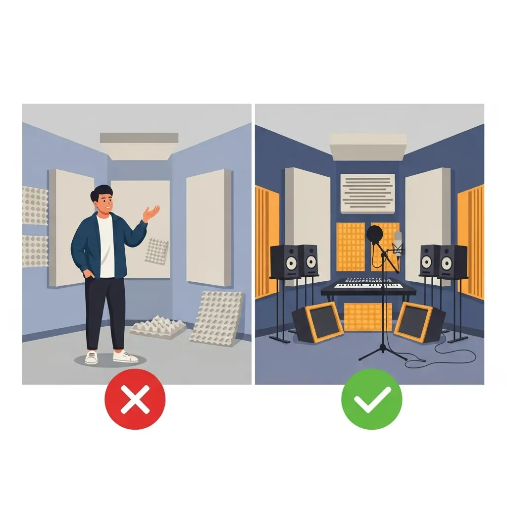 Người kiểm tra phòng thu với các dấu hiệu cảnh báo và tiêu chuẩn chất lượng
