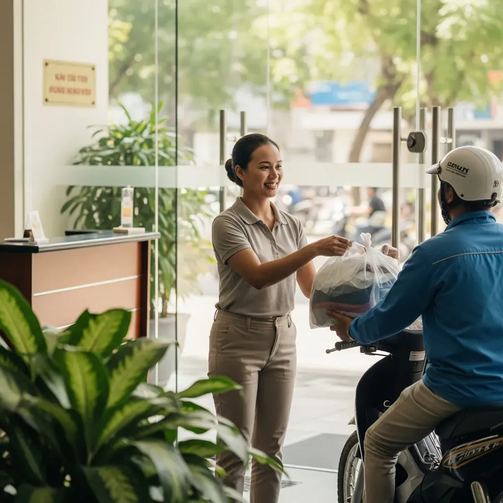 Người tặng giao quần áo cũ cho người đến nhận tận nhà ở nơi đông người tại TP.HCM
