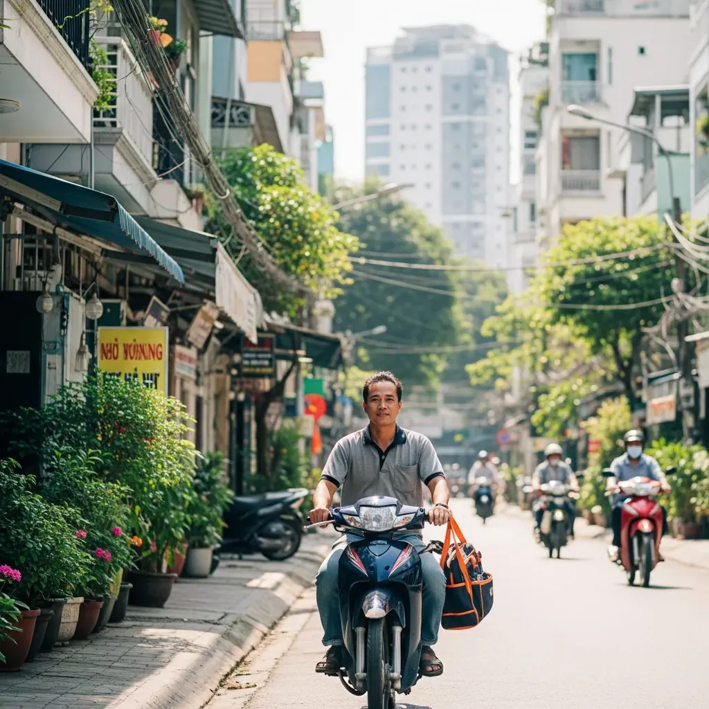 Thợ sửa máy in di chuyển bằng xe máy tới tận nơi ở khu vực Thủ Đức