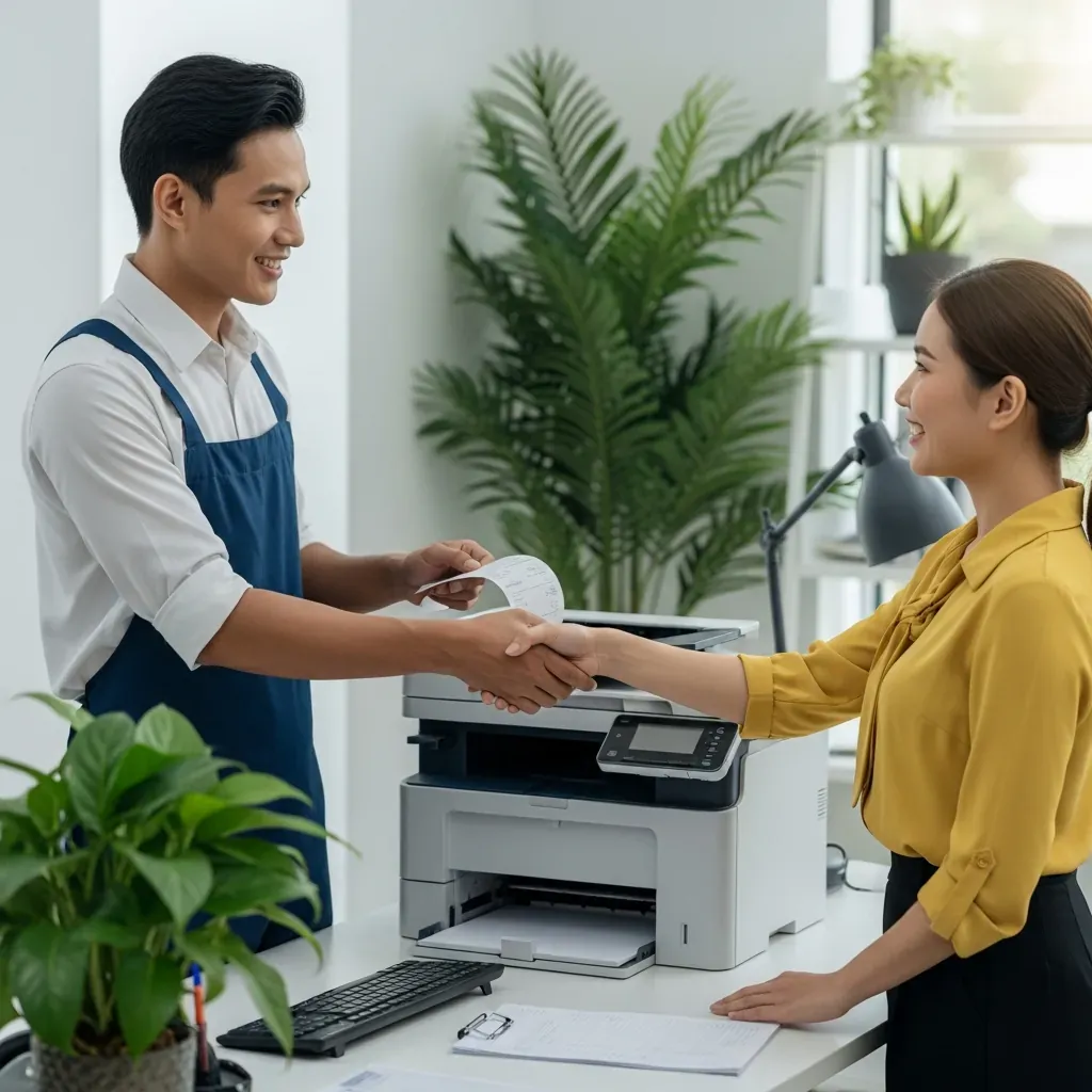 Thợ sửa máy in uy tín đưa biên nhận rõ ràng cho khách hàng