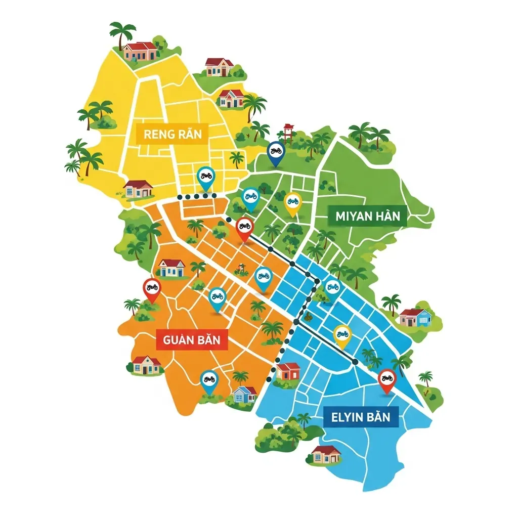 Bản đồ minh họa chọn tiệm sửa máy theo khu vực Quận 8