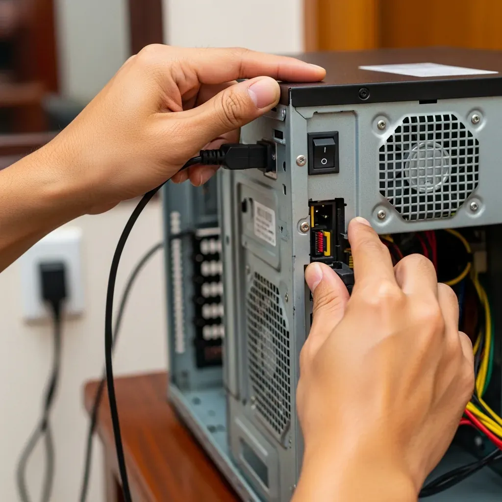 Tự kiểm tra dây nguồn và công tắc PSU trước khi gọi thợ sửa máy
