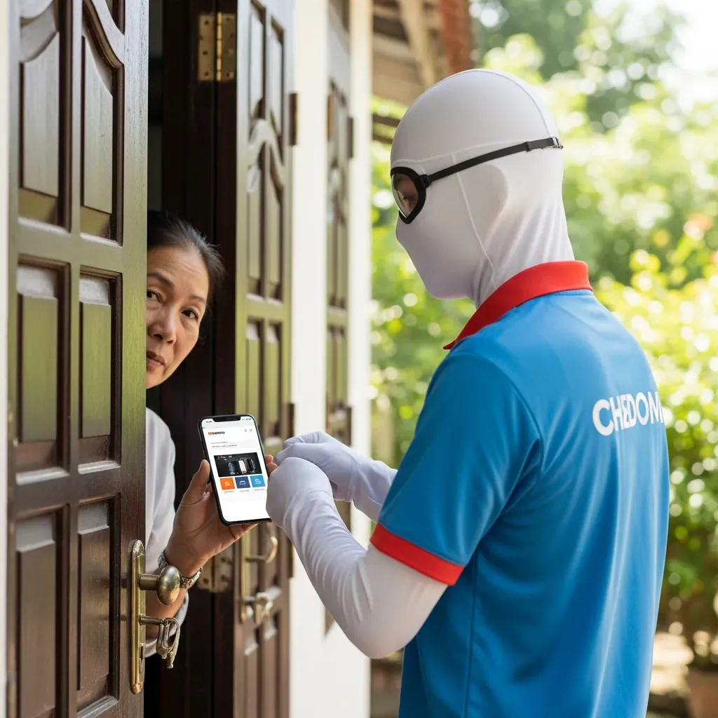 Người mạo danh thương hiệu lớn mặc đồng phục giả, gõ cửa nhà khách hàng, chủ nhà cảnh giác.
