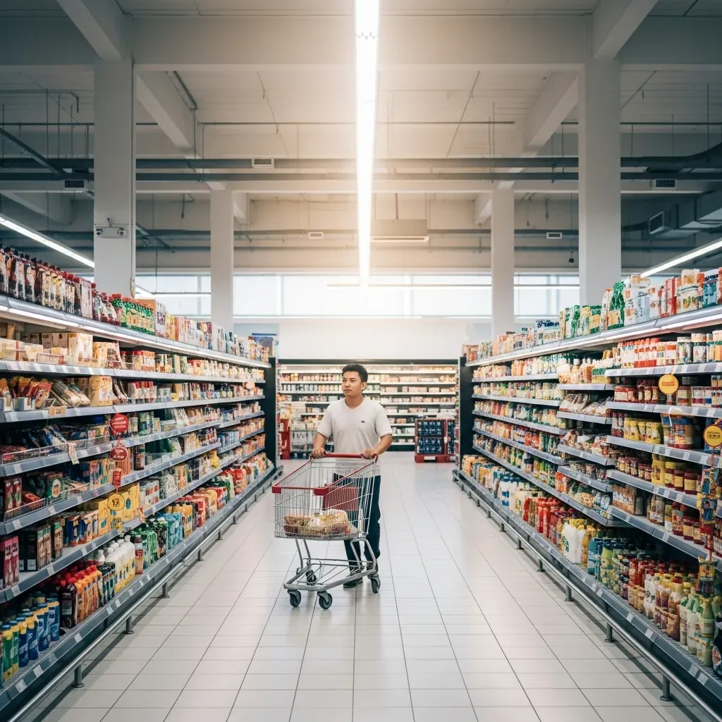 Siêu thị Emart vắng khách vào buổi sáng sớm, thời điểm lý tưởng để mua sắm thảnh thơi