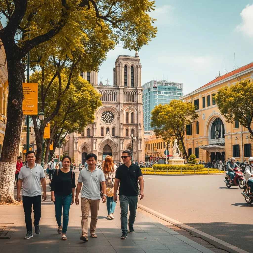 Cụm địa danh lõi quanh Nhà thờ Đức Bà nằm sát nhau dễ đi bộ