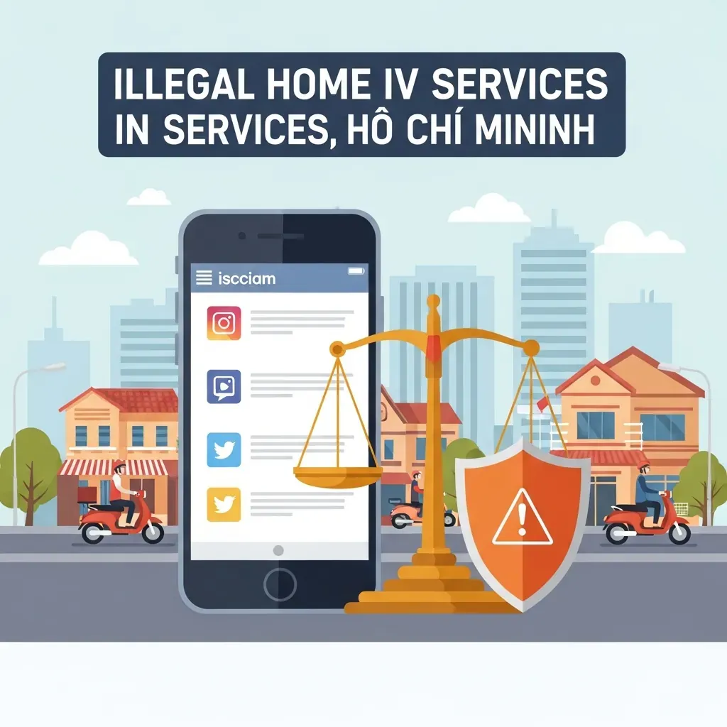 Minh họa bức tranh pháp lý và xử phạt dịch vụ truyền dịch tại nhà trái phép ở TP.HCM