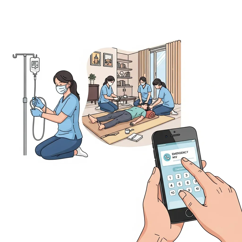 Minh họa quy trình xử trí khẩn cấp khi gặp dấu hiệu bất thường lúc truyền dịch
