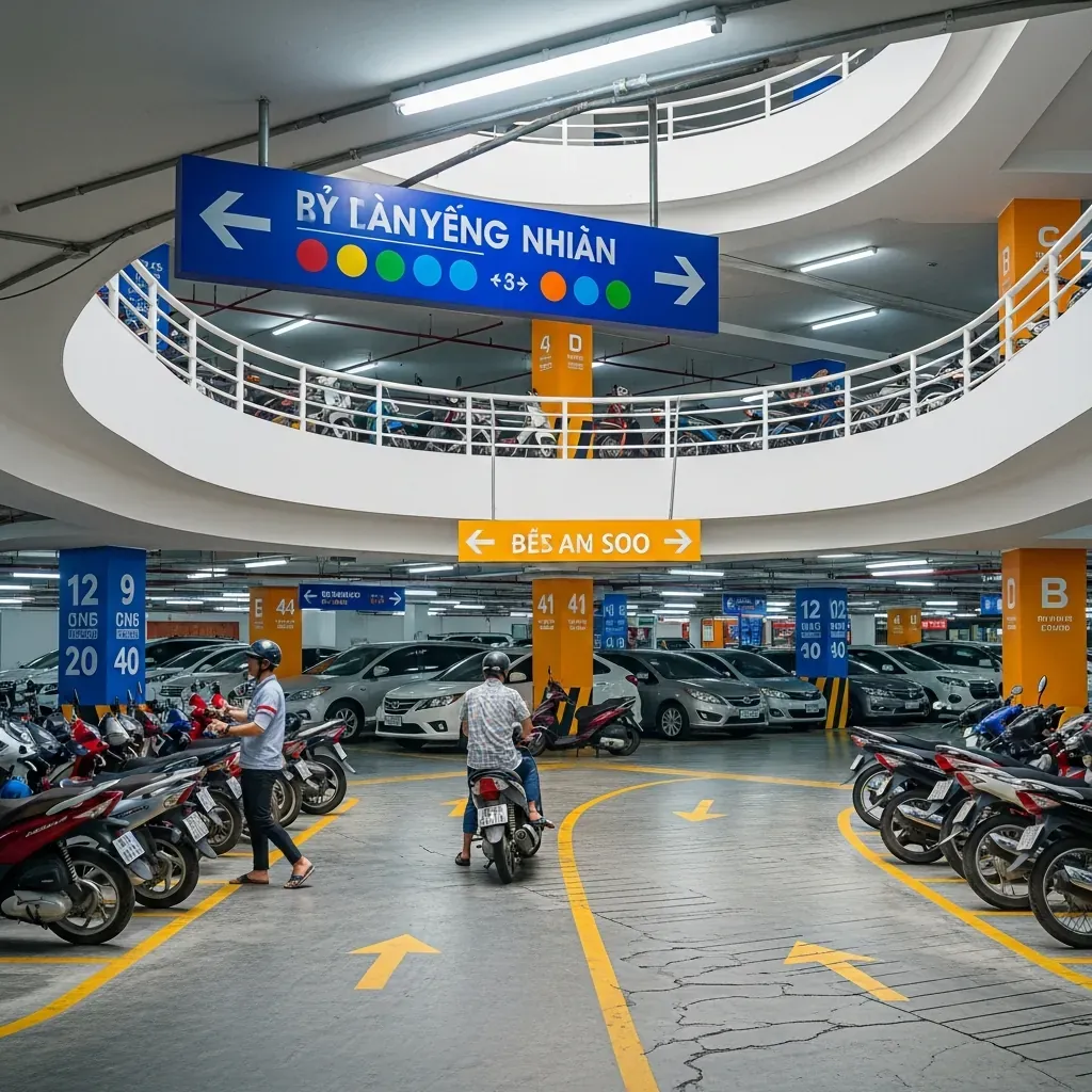 Bãi giữ xe nhiều tầng tại Vạn Hạnh Mall