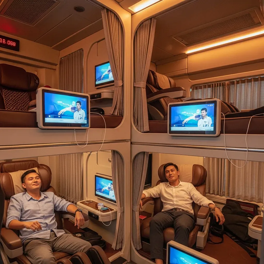 Nội thất khoang limousine phòng đôi tiện nghi của nhà xe Điền Linh