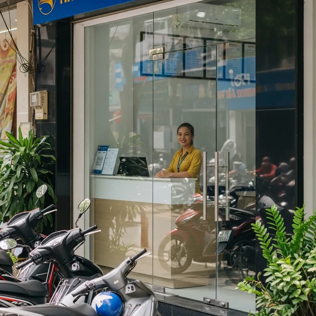 Văn phòng nhà xe Điền Linh tại Gò Vấp với nhân viên thân thiện ở quầy vé