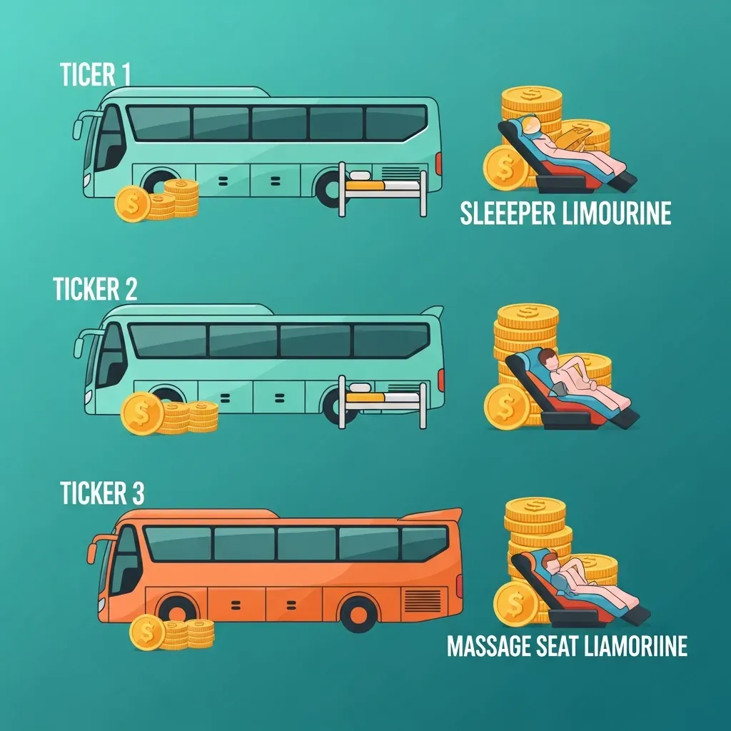 Biểu đồ so sánh khung giá vé theo hạng xe giường nằm và limousine