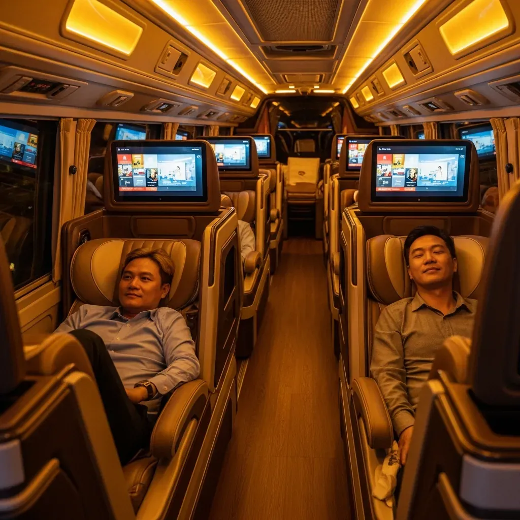 Khoang limousine cao cấp ghế massage và tivi riêng cho chặng đêm dài