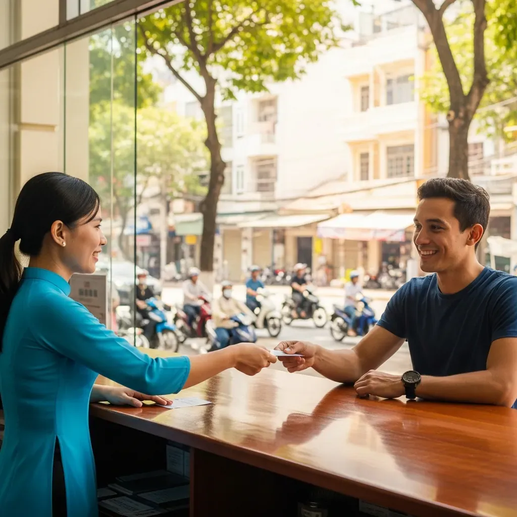 Nhân viên nhà xe Ngọc Ánh tại quầy vé bến xe Miền Tây