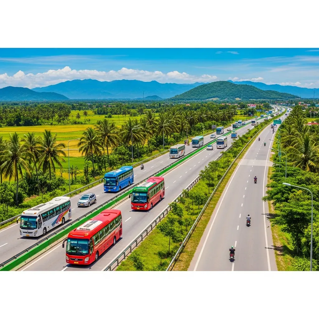 Cao tốc Dầu Giây - Phan Thiết tấp nập xe khách và limousine.