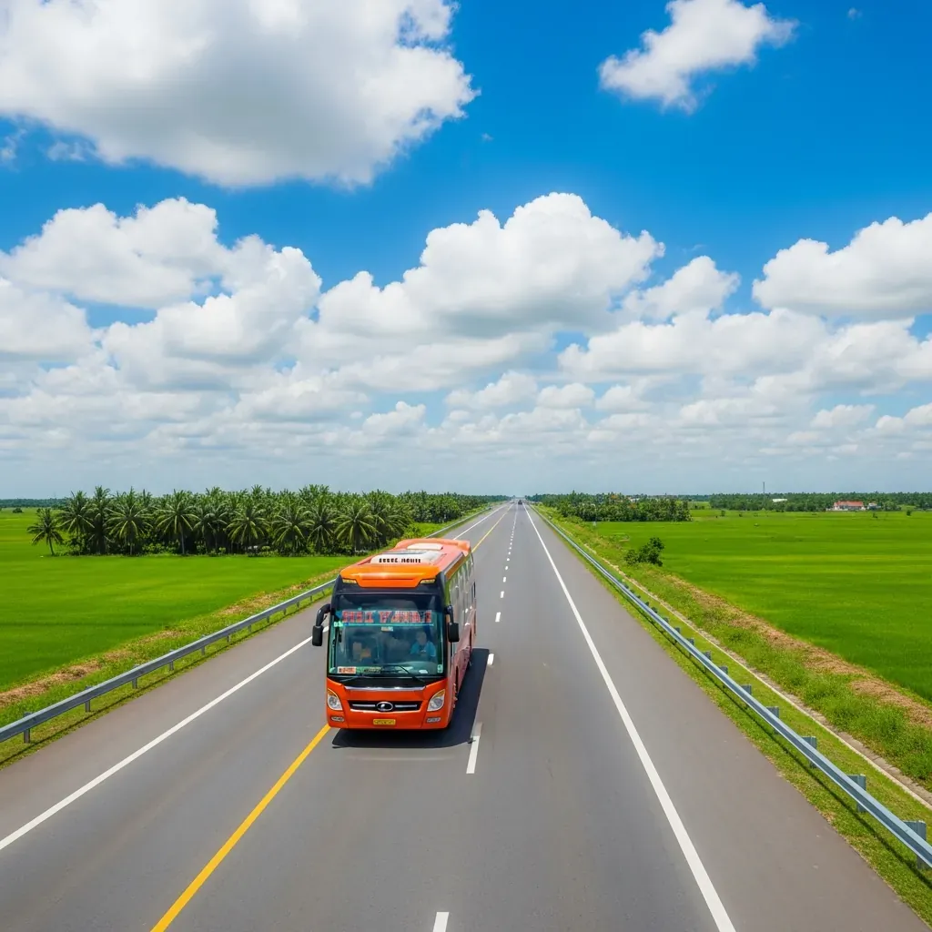Xe Phương Trang di chuyển trên cao tốc Hậu Giang – Cà Mau, rút ngắn thời gian về chỉ còn 4 giờ.