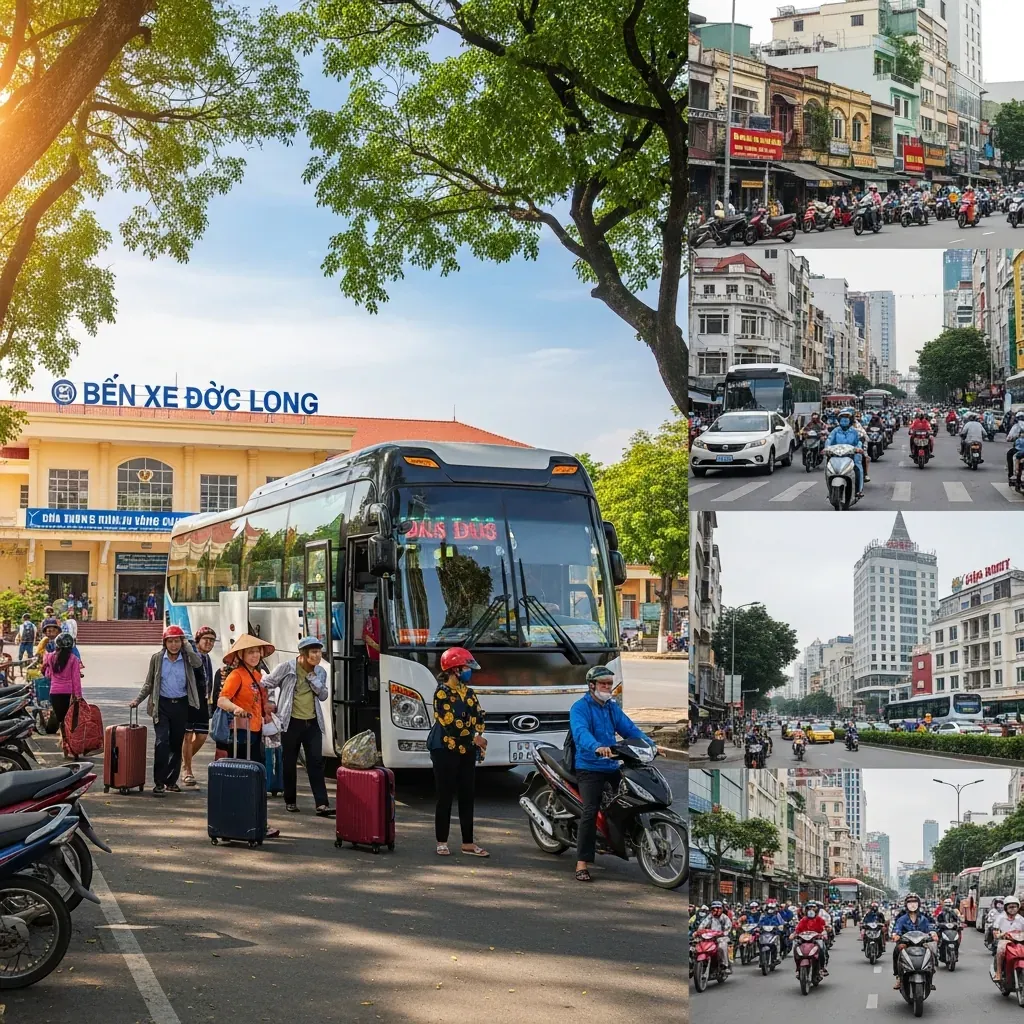 Ảnh minh họa các điểm đón tại Pleiku và các khả năng bến trả khác nhau ở TP.HCM.