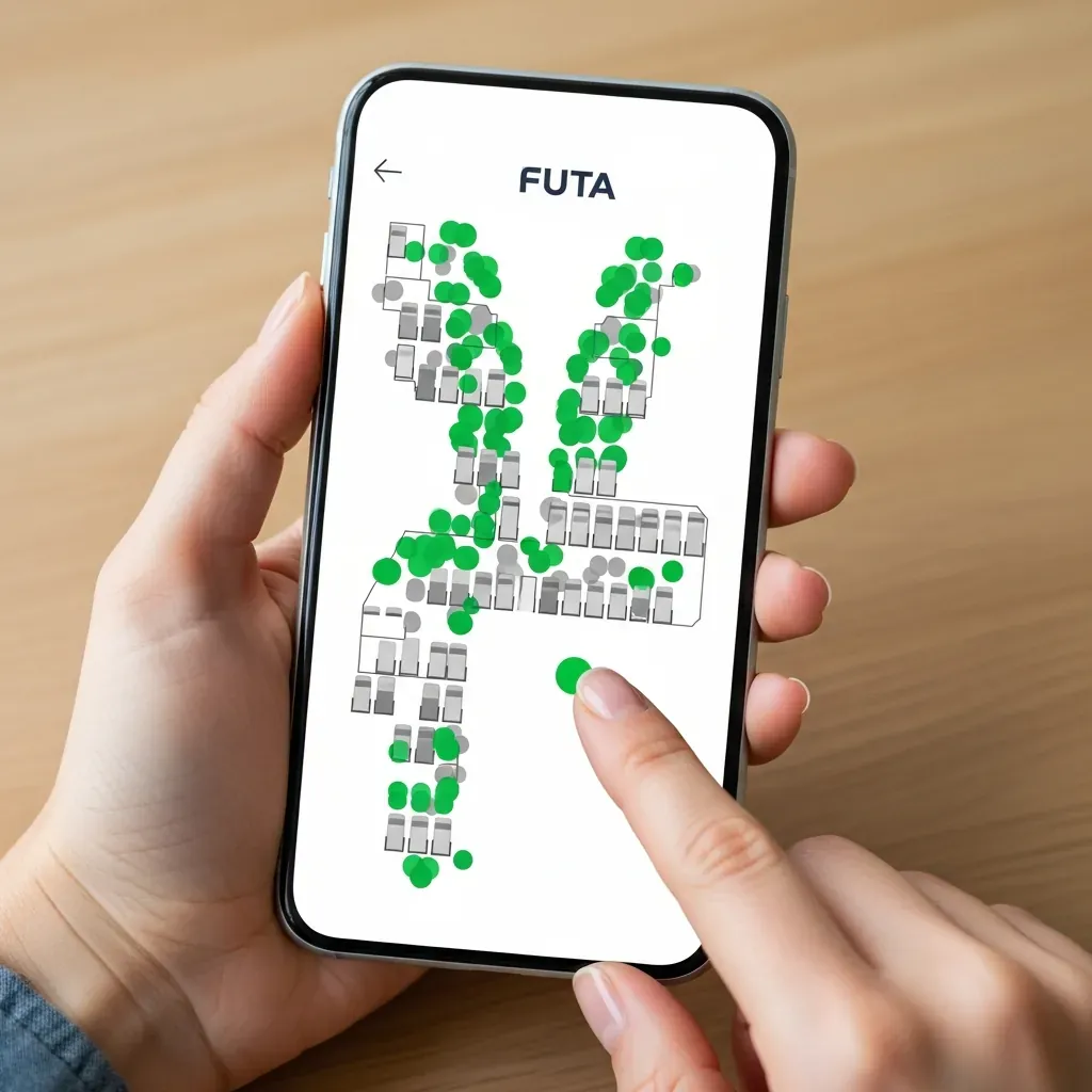 Màn hình chọn giường tầng dưới trên ứng dụng FUTA.