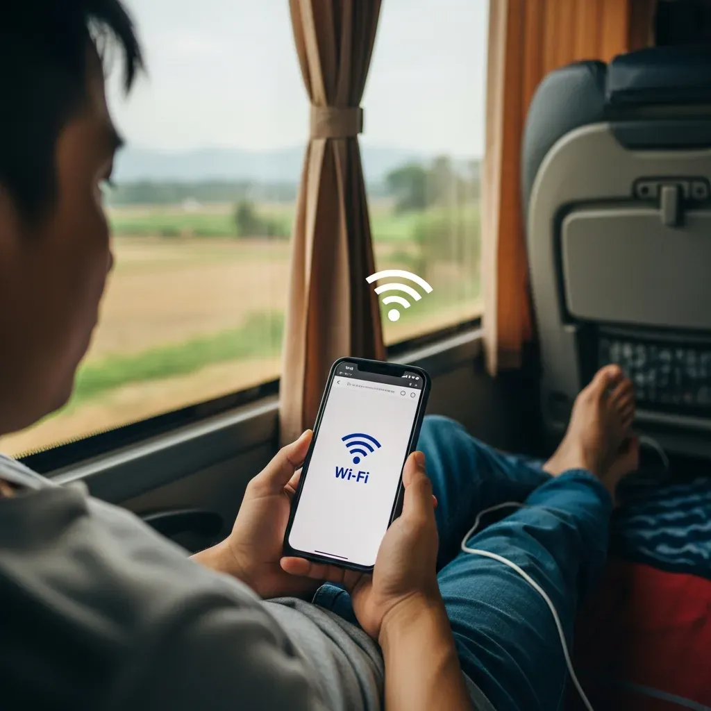Hành khách sử dụng Wi-Fi miễn phí trên xe Phương Trang.