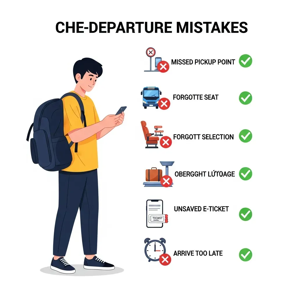 Minh họa danh sách kiểm tra để tránh các lỗi dễ làm lỡ chuyến hoặc phát sinh phí.