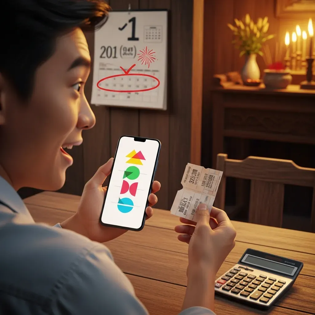 Người đàn ông trẻ ngạc nhiên khi so sánh giá vé xe và phụ thu mùa lễ trên điện thoại.