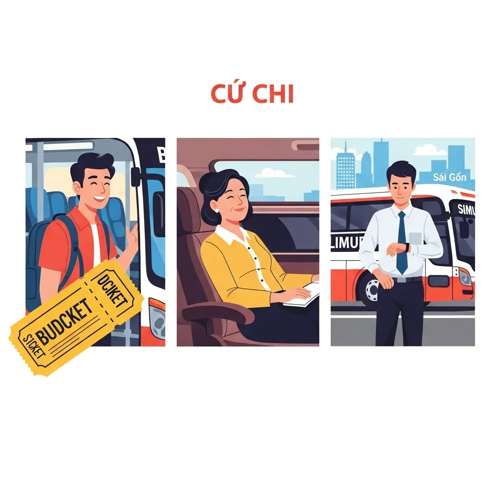 Ba hình mẫu hành khách chọn nhà xe phù hợp tại bến Củ Chi.