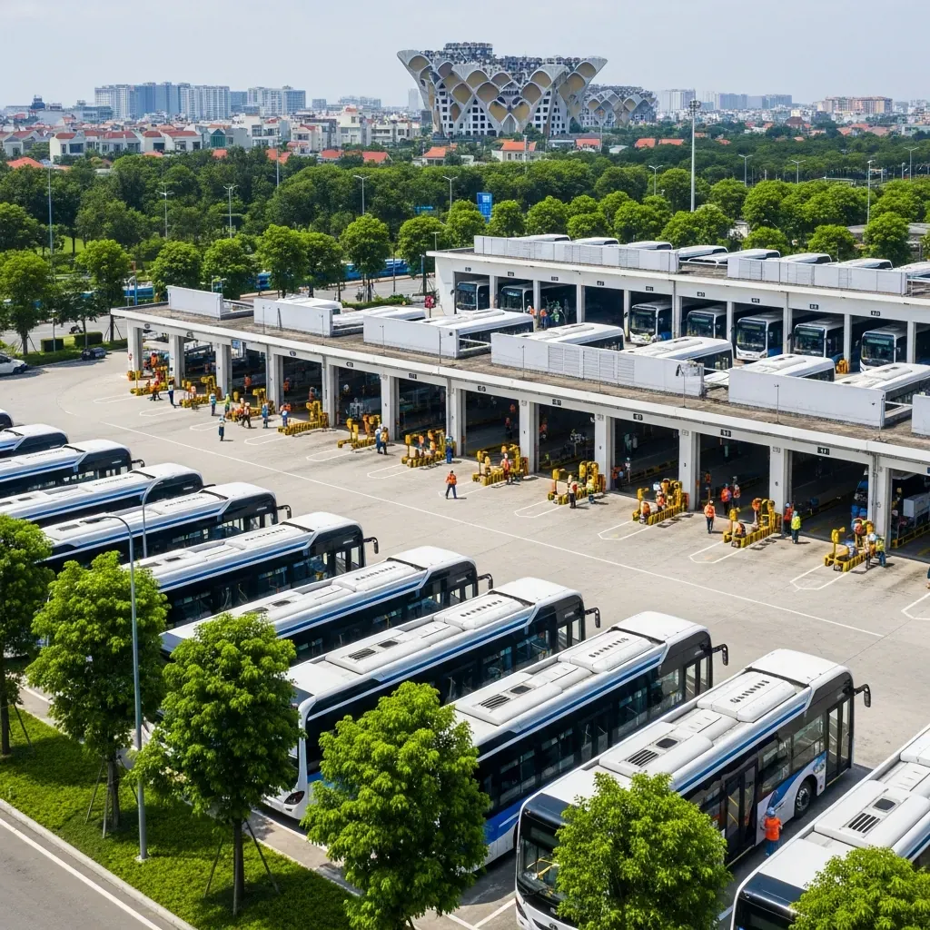 Khu tập kết và bảo dưỡng xe buýt hiện đại ở Củ Chi.