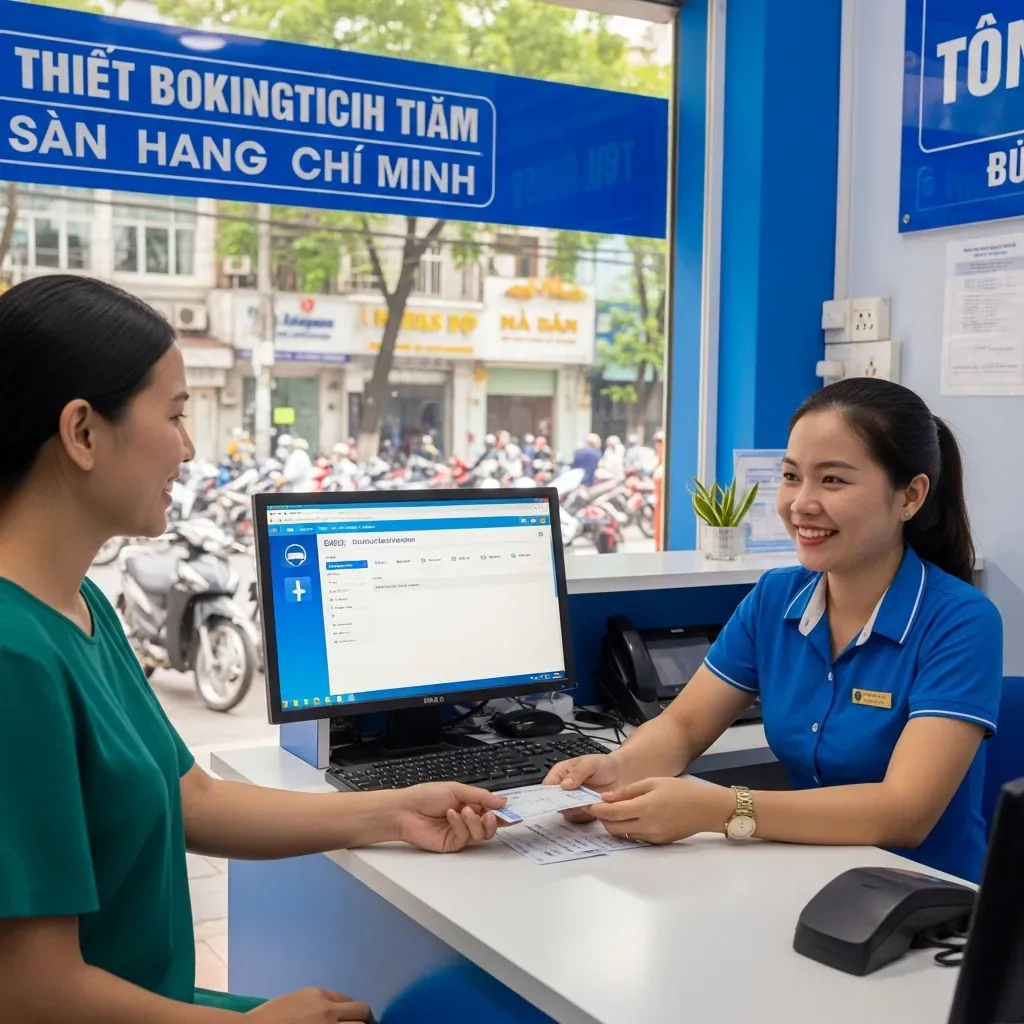 Khách hàng mua vé trực tiếp tại quầy văn phòng Thành Bưởi Thủ Đức.