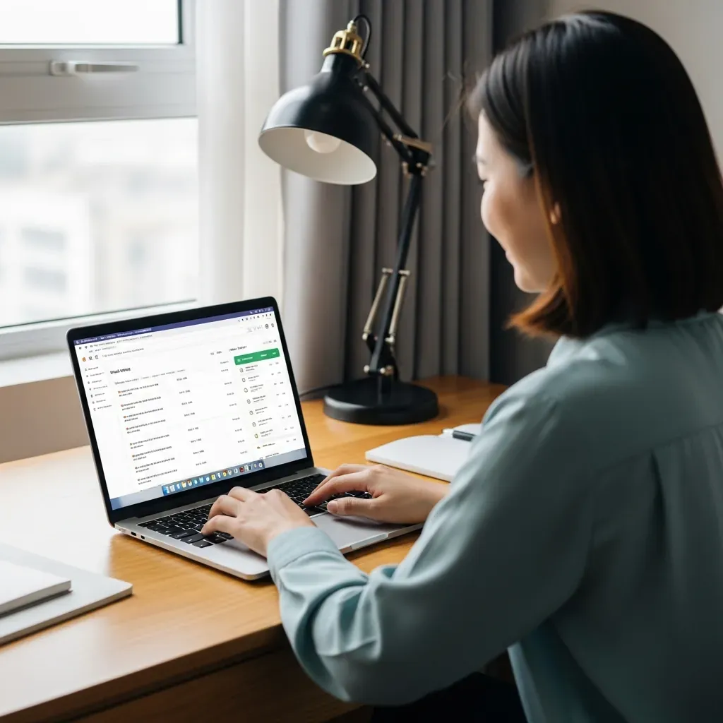 Màn hình máy tính xách tay hiển thị trang tra cứu vé trên website thanhcongbus.vn với kết quả bằng tiếng Việt, quay từ phía sau người dùng.