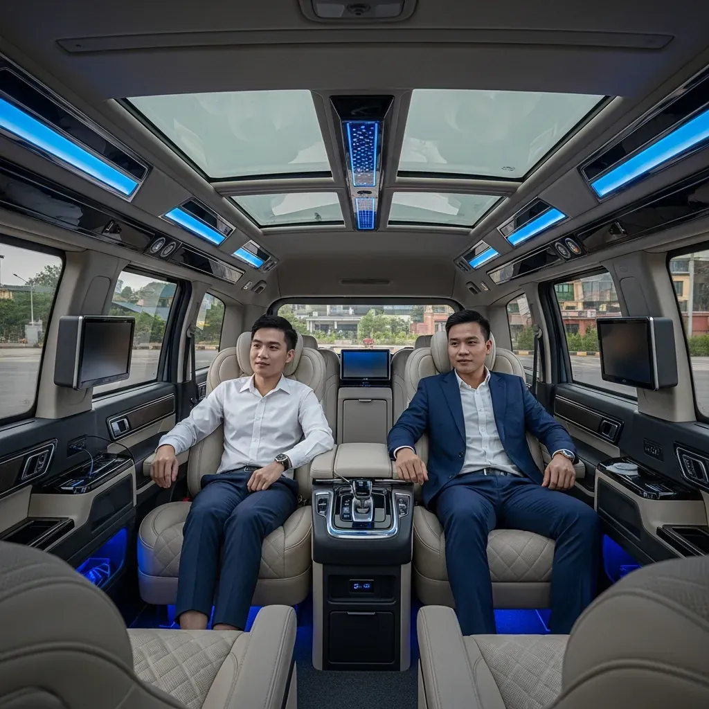 Nội thất Limousine sang trọng của xe 16 chỗ tương lai.
