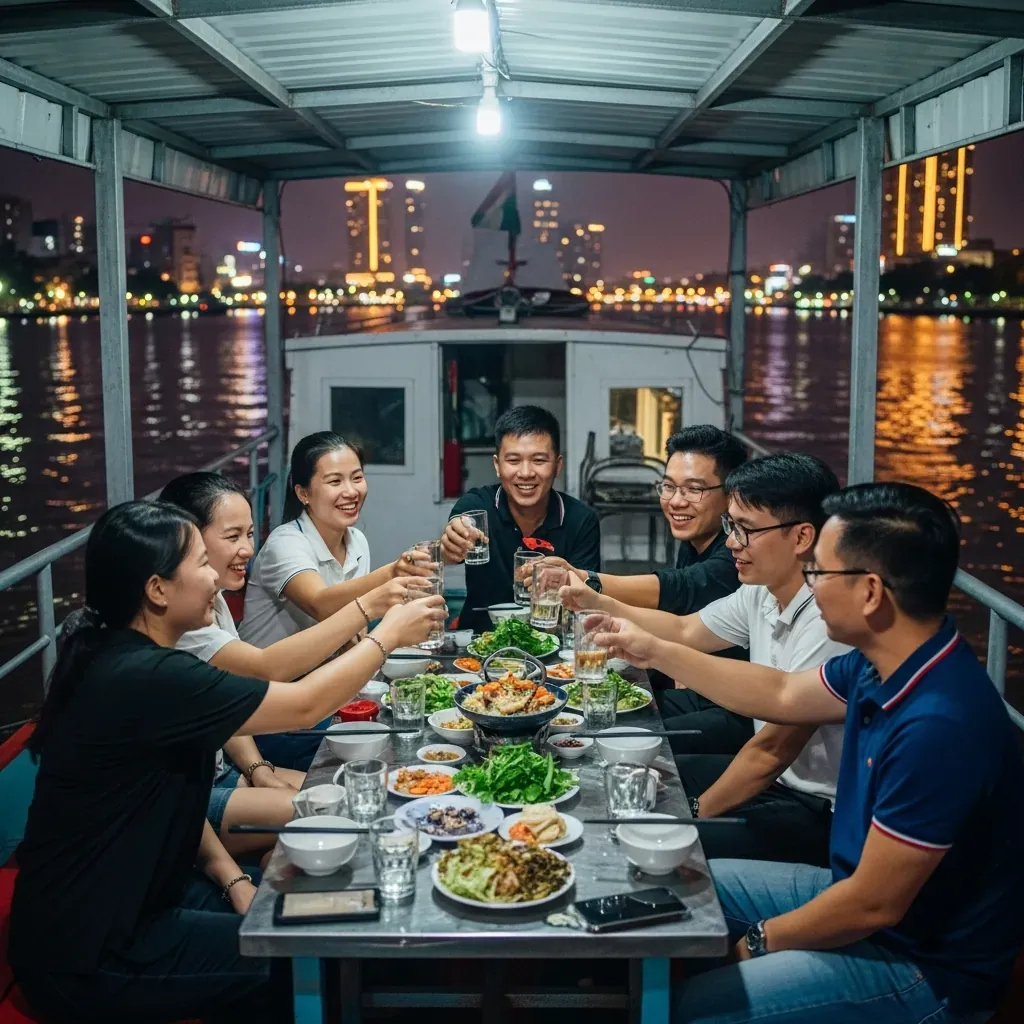Nhóm bạn Việt trên tàu Bến Nghé