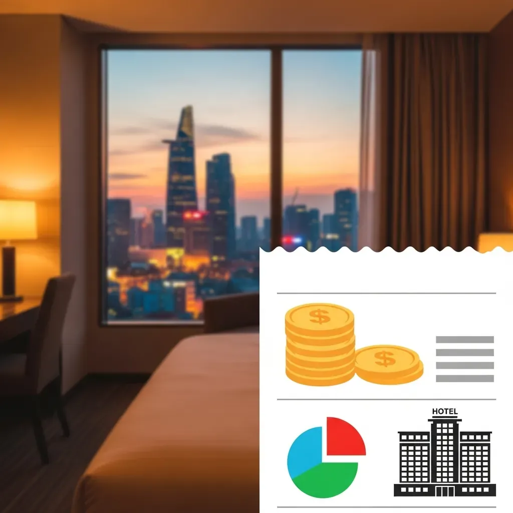 Infographic chi phí ước tính cho 2 đêm tại khách sạn Bông Sen Sài Gòn.